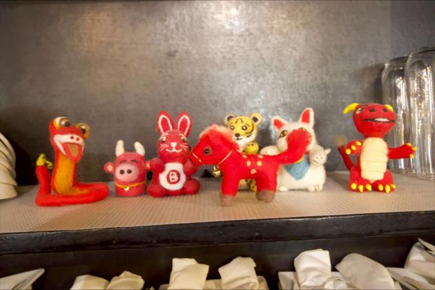 Chinese New Year plushies at Wicked Bao made by the roving felter.  Marisa DeMar/News-Leader