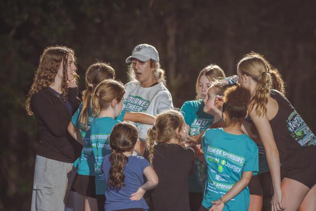 Journey Cheer practices at Journey Church in January. Photo by Ashley Chandler/News-Leader