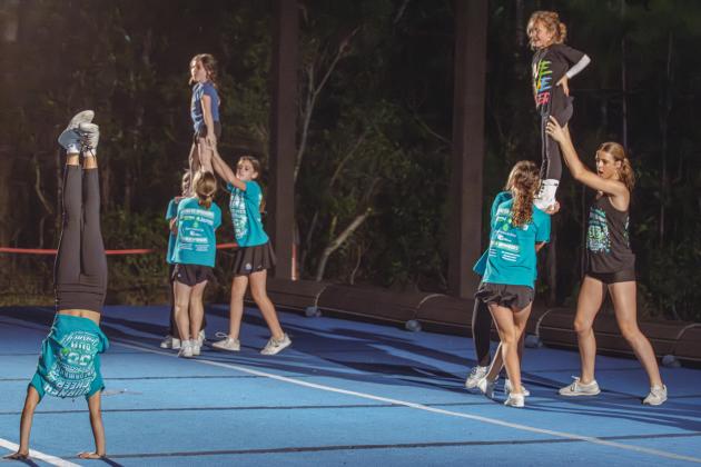 Journey Cheer practices at Journey Church in January. Photo by Ashley Chandler/News-Leader
