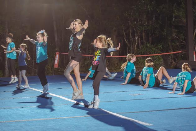 Journey Cheer practices at Journey Church in January. Photo by Ashley Chandler/News-Leader