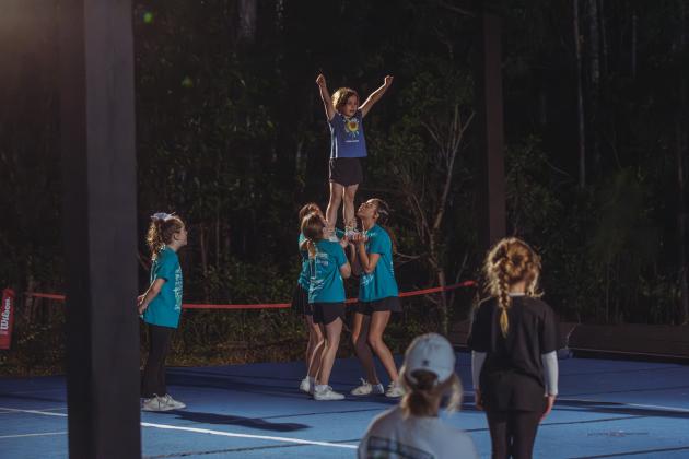 Journey Cheer practices at Journey Church in January. Photo by Ashley Chandler/News-Leader