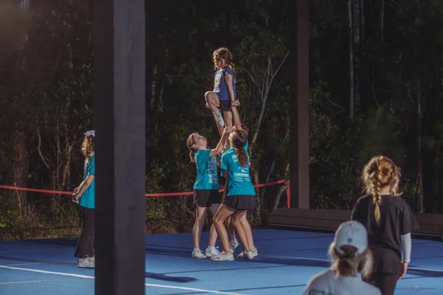 Journey Cheer practices at Journey Church in January. Photo by Ashley Chandler/News-Leader