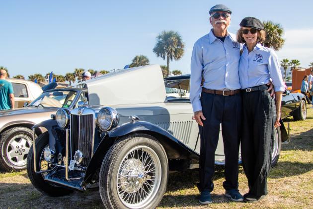 Glen and Jill Moore showed their 1949 MGTC at the Amelia Island Kickoff on Friday at Main Beach Park. Photo by Ashley Chandler/News-Leader