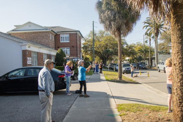 Workers from White’s Clock &amp; Carillon removed the bell from the belfry at First Presbyterian Church on 6th Street in downtown Fernandian Beach. The bell was first hung in 1859. Photo by Ashley Chandler/News-Leader