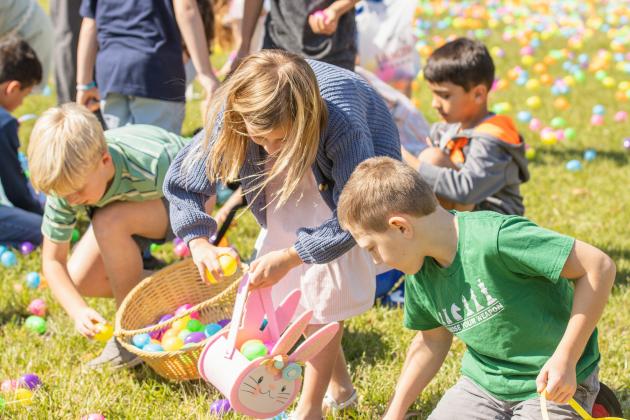 Thousands of colorful plastic eggs were scattered at Central Park on Saturday for local children to gather as part of Fernandina Beach’s second annual Easter Egg Hunt. Photo by Ashley Chandler/News-Leader