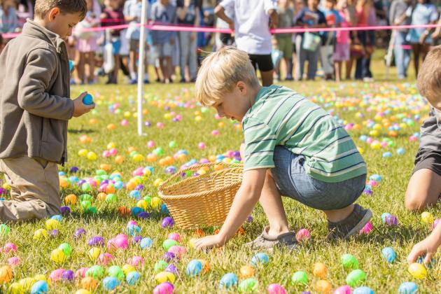 Thousands of colorful plastic eggs were scattered at Central Park on Saturday for local children to gather as part of Fernandina Beach’s second annual Easter Egg Hunt. Photo by Ashley Chandler/News-Leader
