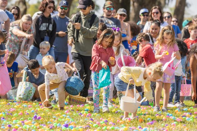 Thousands of colorful plastic eggs were scattered at Central Park on Saturday for local children to gather as part of Fernandina Beach’s second annual Easter Egg Hunt. Photo by Ashley Chandler/News-Leader
