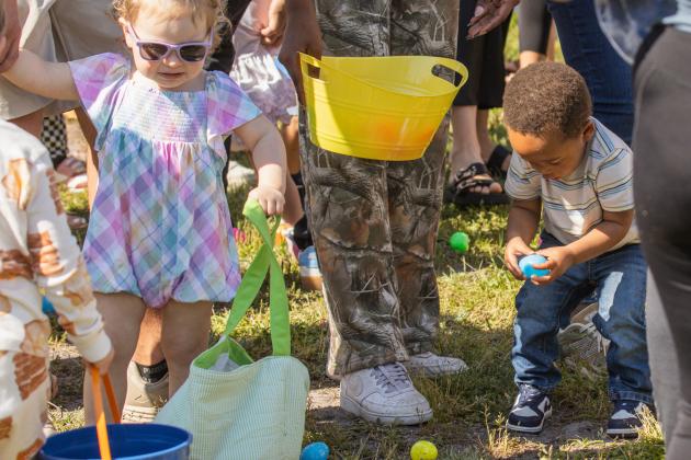 Thousands of colorful plastic eggs were scattered at Central Park on Saturday for local children to gather as part of Fernandina Beach’s second annual Easter Egg Hunt. Photo by Ashley Chandler/News-Leader