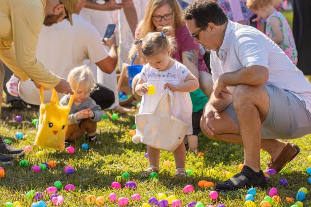 Thousands of colorful plastic eggs were scattered at Central Park on Saturday for local children to gather as part of Fernandina Beach’s second annual Easter Egg Hunt. Photo by Ashley Chandler/News-Leader