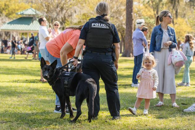 Thousands of colorful plastic eggs were scattered at Central Park on Saturday for local children to gather as part of Fernandina Beach’s second annual Easter Egg Hunt. Photo by Ashley Chandler/News-Leader