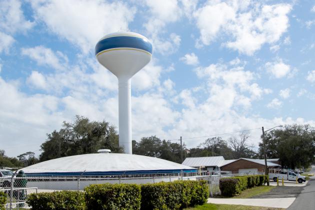 The Fernandina Beach water tower and Water Treatment Plant on Monday located at Atlantic Avenue and 11th Street. Photo by Ashley Chandler/News-Leader