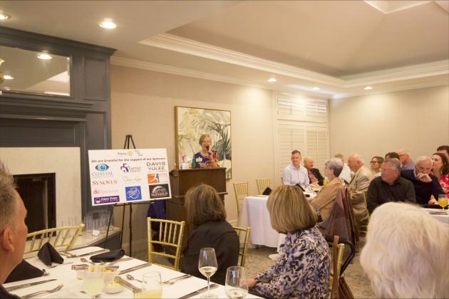 Fernandina Beach Rotary Club President Suzanne Amos kicks off the Scholarship Luncheon. By Marisa DeMar/News-Leader