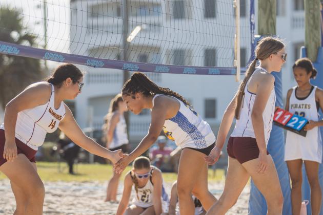 Fernandina Beach High School beach volleyball faced West Nassau on March 10. Photo by Ashley Chandler/News-Leader