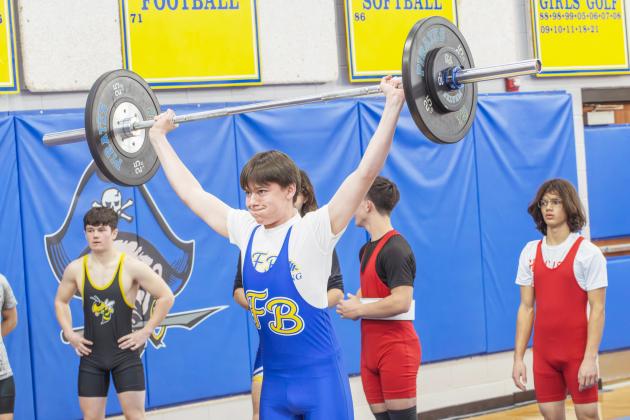 Weightlifters from Nassau County high schools met up at Fernandina Beach High School on Feb. 25 to get reps in ahead of the meet today in Yulee. Photo by Nick Blank/News-Leader