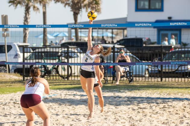 Fernandina Beach High School beach volleyball faced West Nassau on March 10. Photo by Ashley Chandler/News-Leader