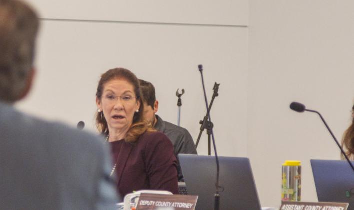 County Attorney Denise May speaks at the 2026 Winter Strategic Planning Session. Photo by Ashley Chandler/News-Leader