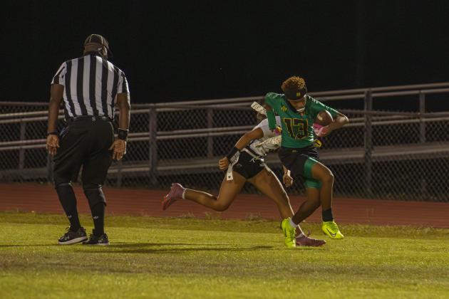 Yulee High School flag football took on Nease on March 31. Photo by Ashley Chandler/News-Leader