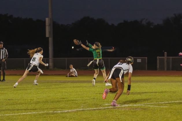 Yulee High School flag football took on Nease on March 31. Photo by Ashley Chandler/News-Leader
