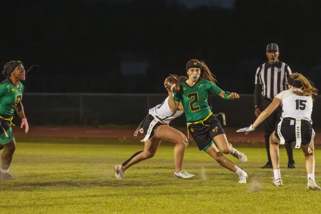 Yulee High School flag football took on Nease on March 31. Photo by Ashley Chandler/News-Leader