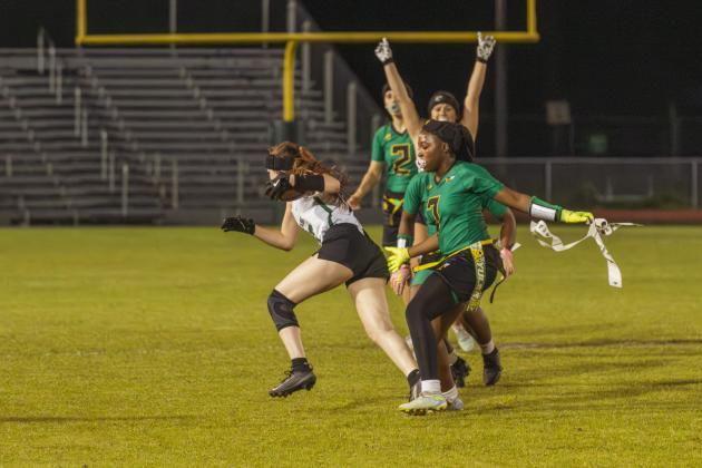 Yulee High School flag football took on Nease on March 31. Photo by Ashley Chandler/News-Leader