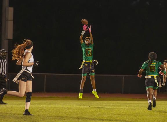 Yulee High School flag football took on Nease on March 31. Photo by Ashley Chandler/News-Leader