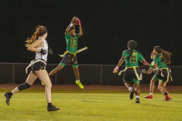 Yulee High School flag football took on Nease on March 31. Photo by Ashley Chandler/News-Leader