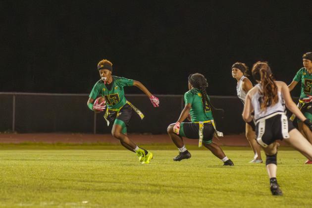 Yulee High School flag football took on Nease on March 31. Photo by Ashley Chandler/News-Leader