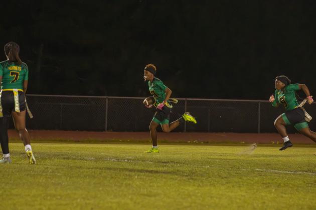Yulee High School flag football took on Nease on March 31. Photo by Ashley Chandler/News-Leader