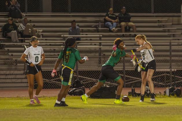 Yulee High School flag football took on Nease on March 31. Photo by Ashley Chandler/News-Leader