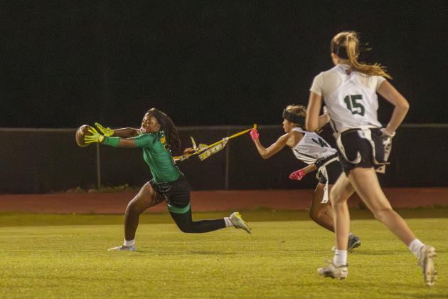 Yulee High School flag football took on Nease on March 31. Photo by Ashley Chandler/News-Leader