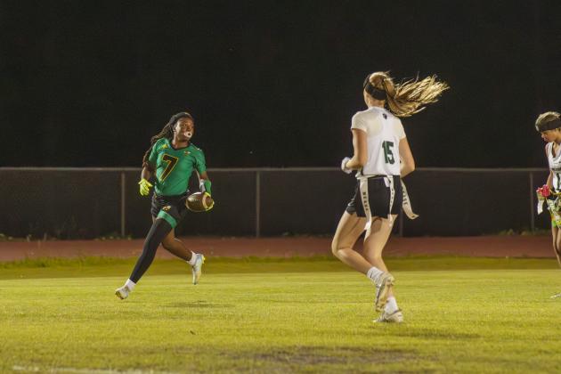 Yulee High School flag football took on Nease on March 31. Photo by Ashley Chandler/News-Leader