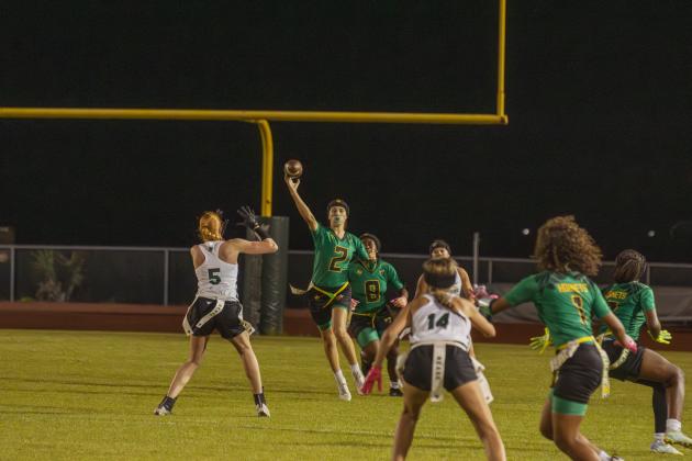 Yulee High School flag football took on Nease on March 31. Photo by Ashley Chandler/News-Leader