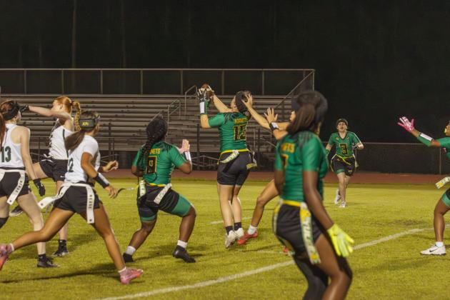 Yulee High School flag football took on Nease on March 31. Photo by Ashley Chandler/News-Leader