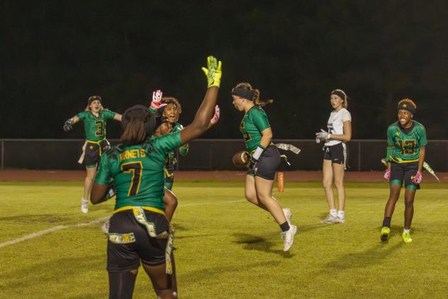 Yulee High School flag football took on Nease on March 31. Photo by Ashley Chandler/News-Leader