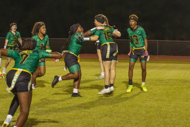 Yulee High School flag football took on Nease on March 31. Photo by Ashley Chandler/News-Leader