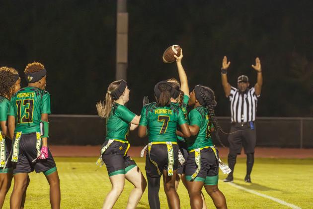 Yulee High School flag football took on Nease on March 31. Photo by Ashley Chandler/News-Leader