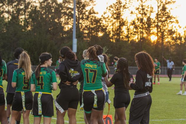 Yulee High School flag football took on Nease on March 31. Photo by Ashley Chandler/News-Leader