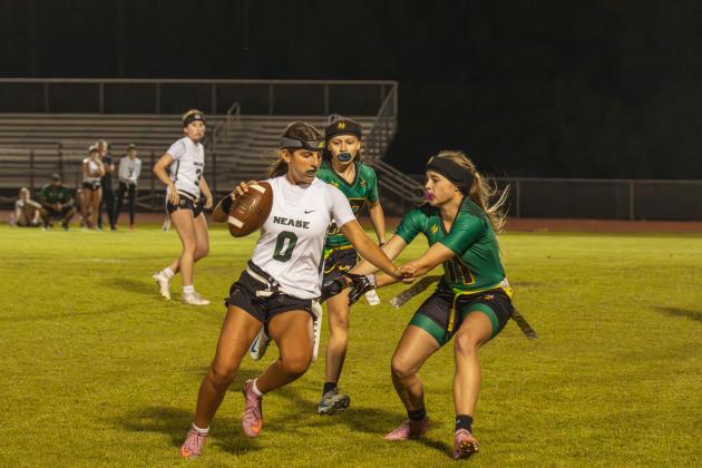 Yulee High School flag football took on Nease on March 31. Photo by Ashley Chandler/News-Leader
