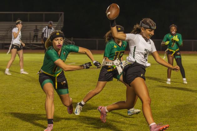 Yulee High School flag football took on Nease on March 31. Photo by Ashley Chandler/News-Leader