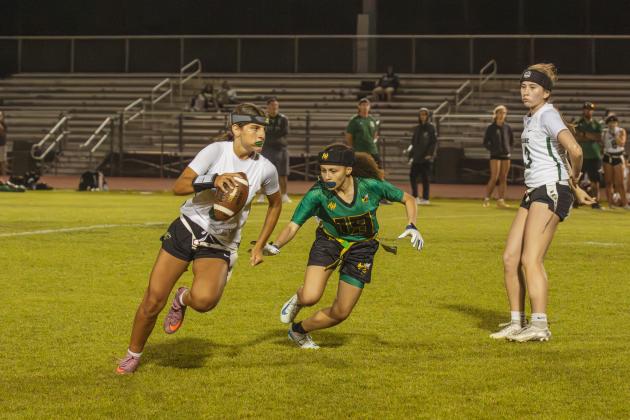 Yulee High School flag football took on Nease on March 31. Photo by Ashley Chandler/News-Leader