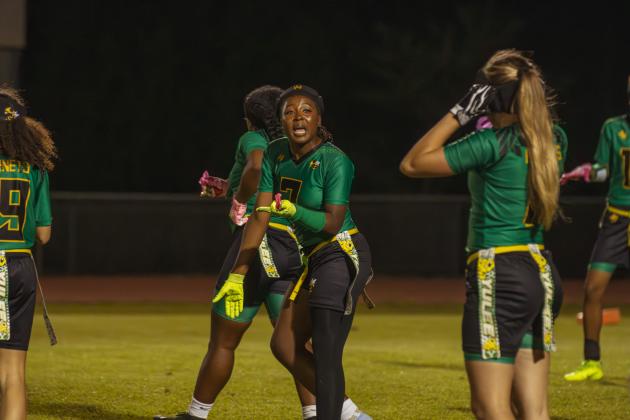 Yulee High School flag football took on Nease on March 31. Photo by Ashley Chandler/News-Leader