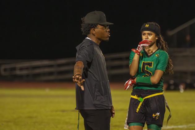 Yulee High School flag football took on Nease on March 31. Photo by Ashley Chandler/News-Leader
