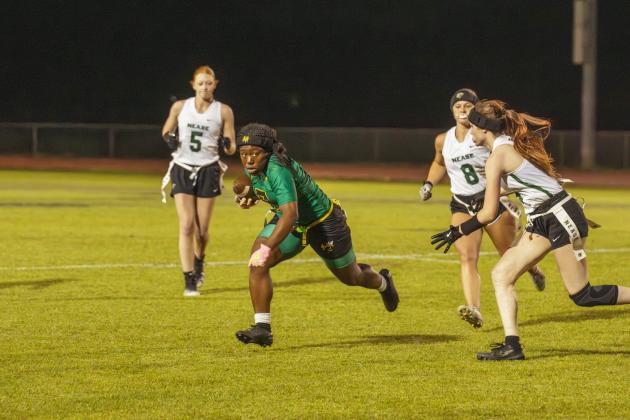 Yulee High School flag football took on Nease on March 31. Photo by Ashley Chandler/News-Leader