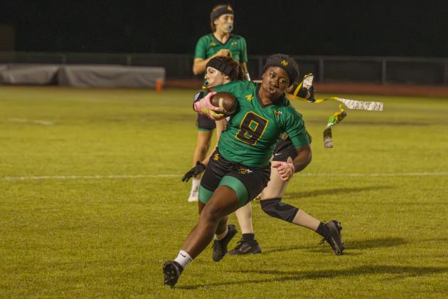 Yulee High School flag football took on Nease on March 31. Photo by Ashley Chandler/News-Leader
