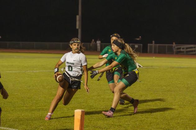 Yulee High School flag football took on Nease on March 31. Photo by Ashley Chandler/News-Leader