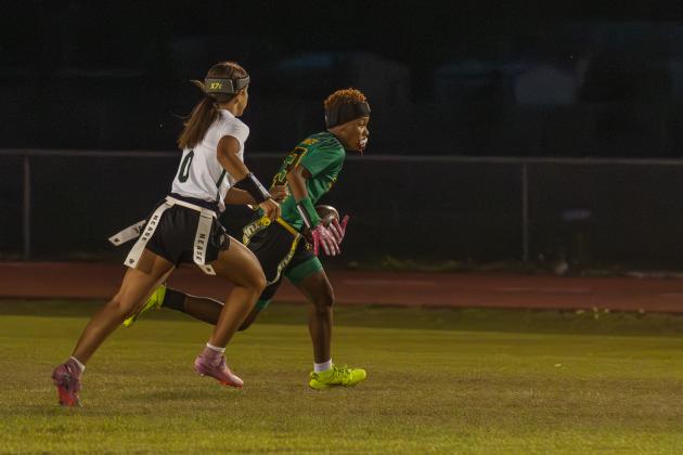 Yulee High School flag football took on Nease on March 31. Photo by Ashley Chandler/News-Leader