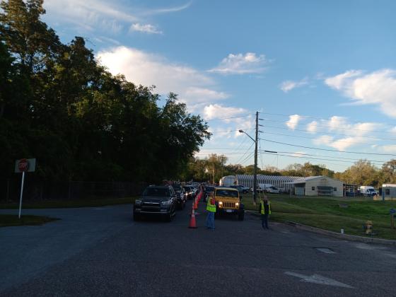 Cars line up for the annual Household Hazardous Waste Collection in Fernandina Beach. Submitted photo