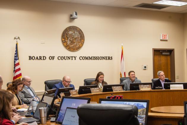 The Board of County Commissioners at a meeting earlier this year. Ashley Chandler/News-Leader