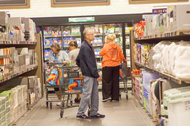 Shoppers inside ALDI on Thursday in Fernandina Beach. Photo by Marisa DeMar/News-Leader