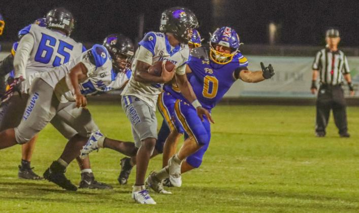 Senior Kalani Tucker makes a tackle. Tucker earned First Team, Defense, All SSAA Atlantic and Third Team Defense, All Northeast Florida. Photo by Ashley Chandler/News-Leader